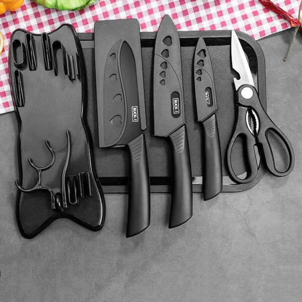Stainless steel kitchen knife set Black steel knife set kitchen knife chef knife fruit knife scissors melon planer spot