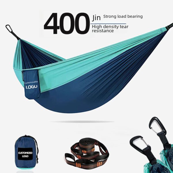 Beach hammock, outdoor swing, children's picnic and camping portable anti - rollover double hammock.