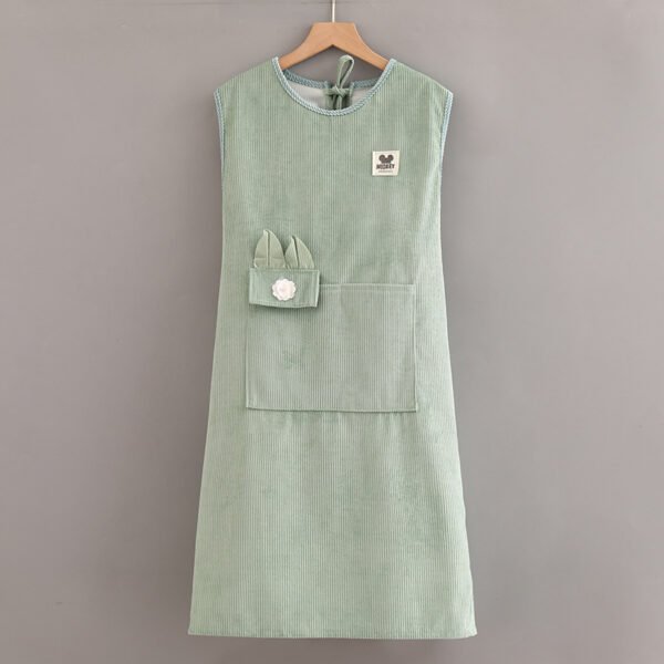 Corduroy waterproof oil-resistant waistcoat apron, kitchen home cooking, cleaning, fashionable and essential work clothes, comfortable - Image 3
