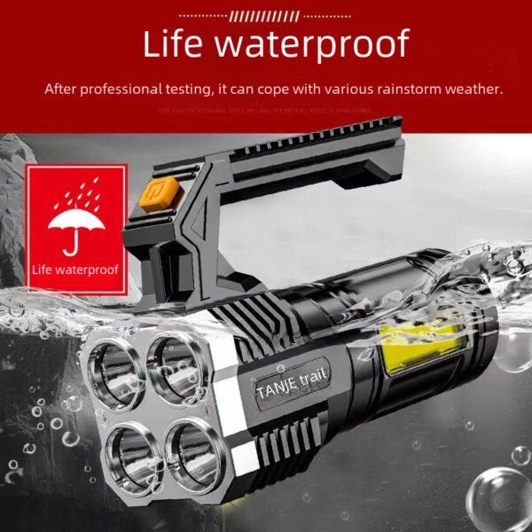 High-intensity rechargeable flashlight, outdoor ultra-bright long-range handheld light, searchlight, long battery life, household large capacity - Image 2