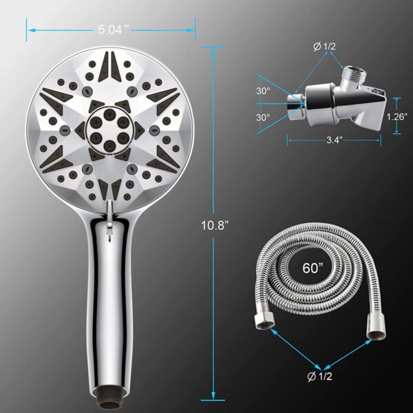 Multifunctional shower for bathroom, household pressurized shower head with a spray gun on the back, filtered handheld shower head - Image 2