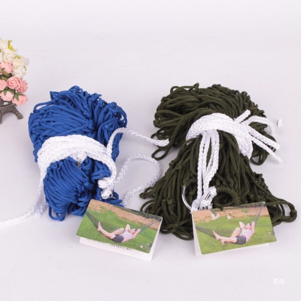 Hammock, outdoor swing mesh thick nylon rope, children adult picnic camping courtyard, anti-rollover hanging chair, net bed - Image 2