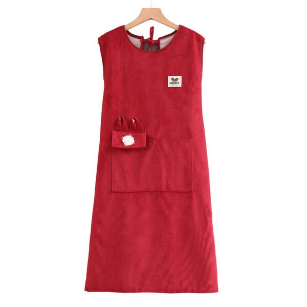 Corduroy waterproof oil-resistant waistcoat apron, kitchen home cooking, cleaning, fashionable and essential work clothes, comfortable - Image 4