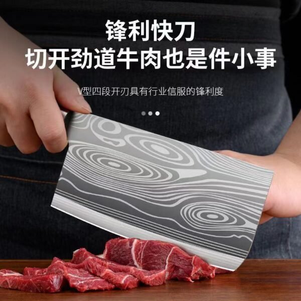 Household kitchen knife set, Damascus laser-patterned cutting blade, bone chopping knife, stainless steel kitchen knife set, kitchen knife combination - Image 3
