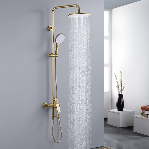 Hot and cold water bathroom bathroom European rain shower three-speed gold bath set - Image 2