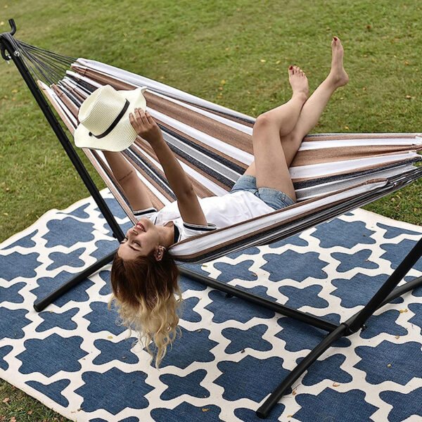 Custom-made double canvas hammock, outdoor camping equipment, rocking bed, college dormitory hanging chair, anti-rollover hammock. - Image 4