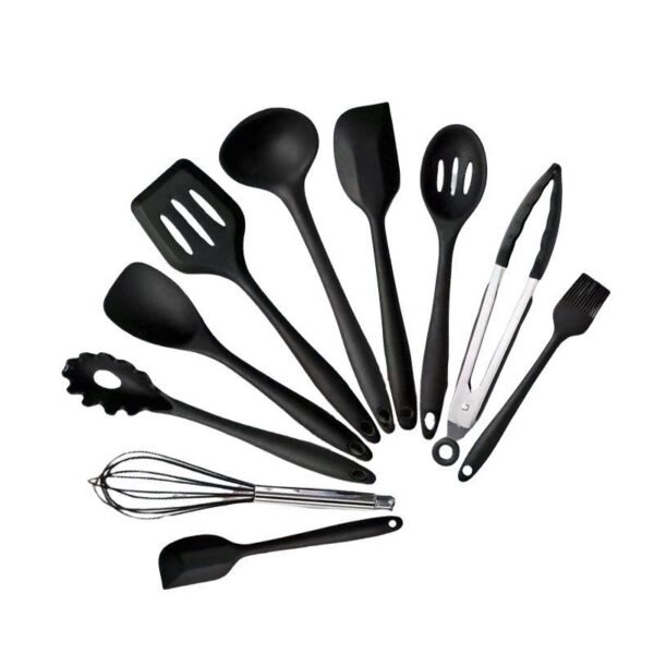 Wholesale full package silicone kitchenware ten-piece set, household non-stick pan, spatula, high-temperature resistant, multi-functional cooking kitchenware set - Image 3