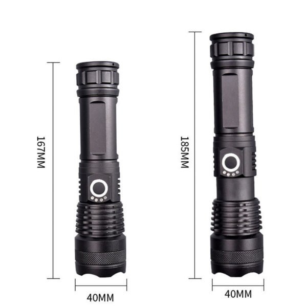 Telescopic zoom flashlight, P50 long-range，aluminum alloy, USB charging, outdoor lighting, high-intensity flashlight - Image 3