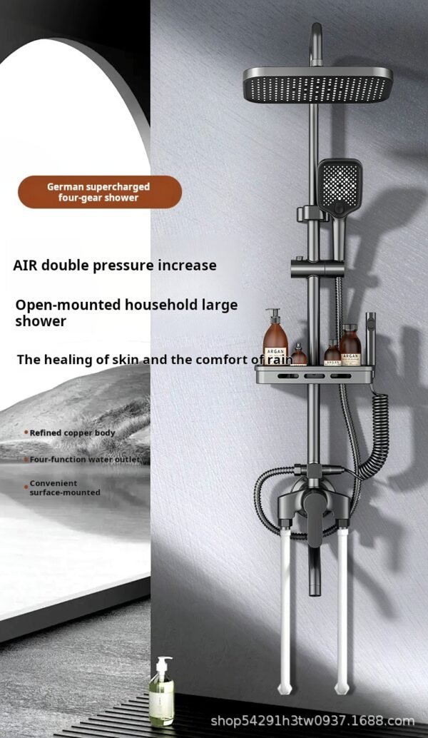 Open shower shower set bathing and pressurized full bath bath shower rain shower open pipe water mixing valve shower - Image 8
