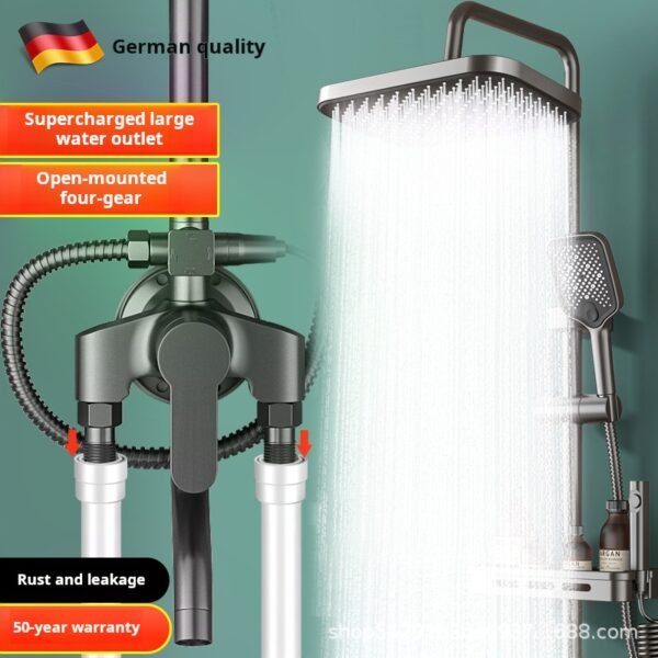 Open shower shower set bathing and pressurized full bath bath shower rain shower open pipe water mixing valve shower - Image 6