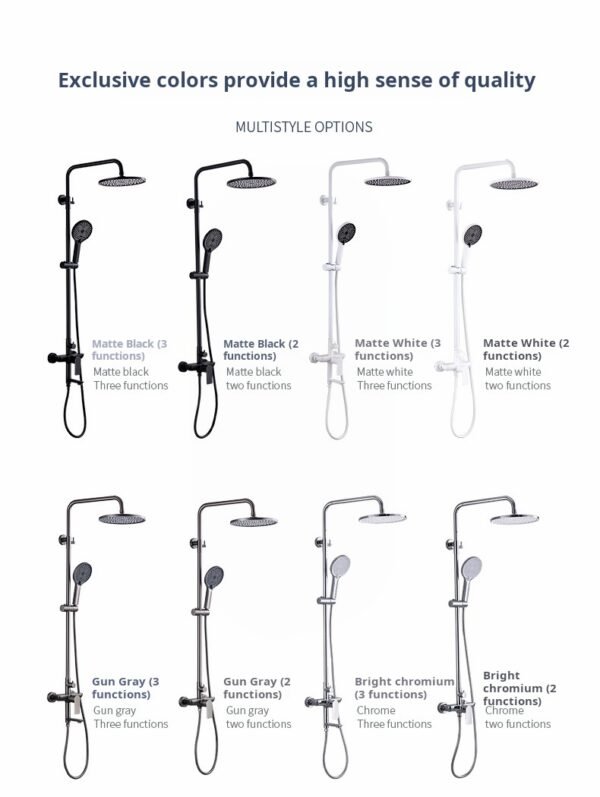 Hot and cold water bathroom bathroom European rain shower three-speed gold bath set - Image 4