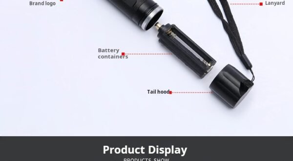 Strong light flashlight, aluminum alloy waterproof flashlight household flashlight, three-speed zoom lighting LED outdoor long-range security flashlight - Image 4