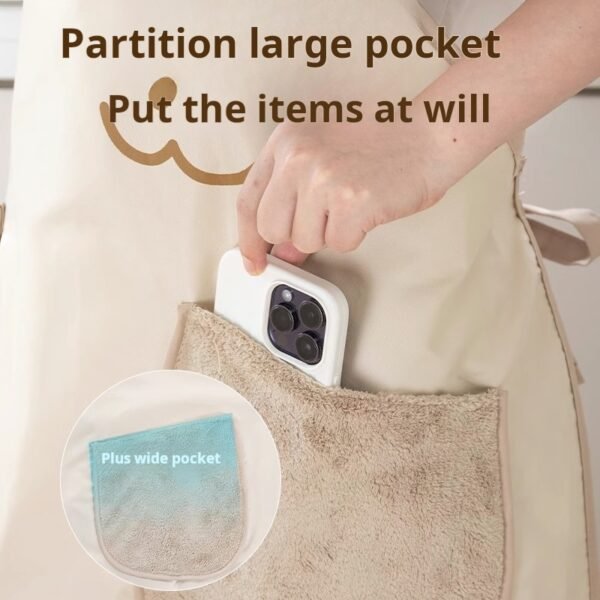 Apron with hand wipe, high-end home kitchen waterproof and oil-proof high-value work clothes, men's and women's overalls - Image 2