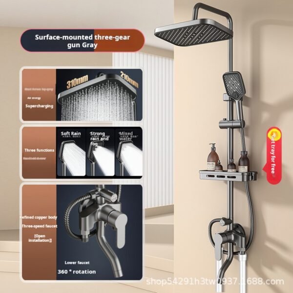 Open shower shower set bathing and pressurized full bath bath shower rain shower open pipe water mixing valve shower - Image 2