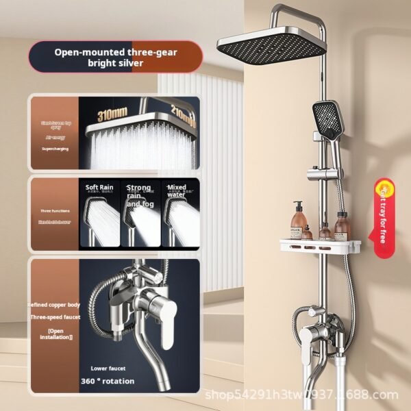 Open shower shower set bathing and pressurized full bath bath shower rain shower open pipe water mixing valve shower - Image 3