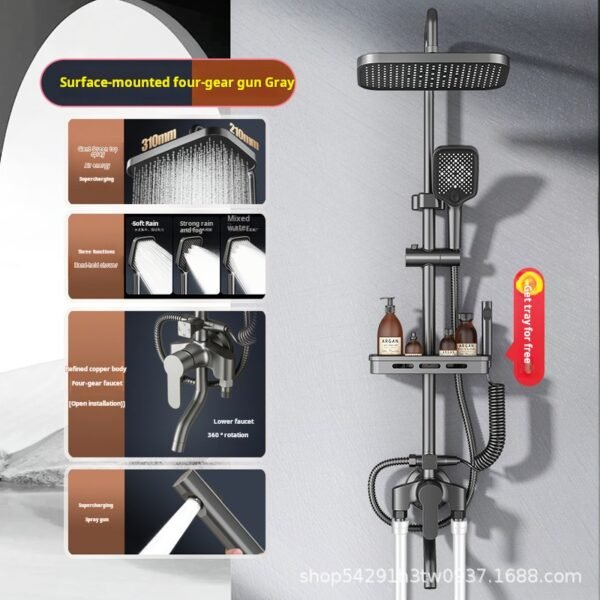 Open shower shower set bathing and pressurized full bath bath shower rain shower open pipe water mixing valve shower - Image 4