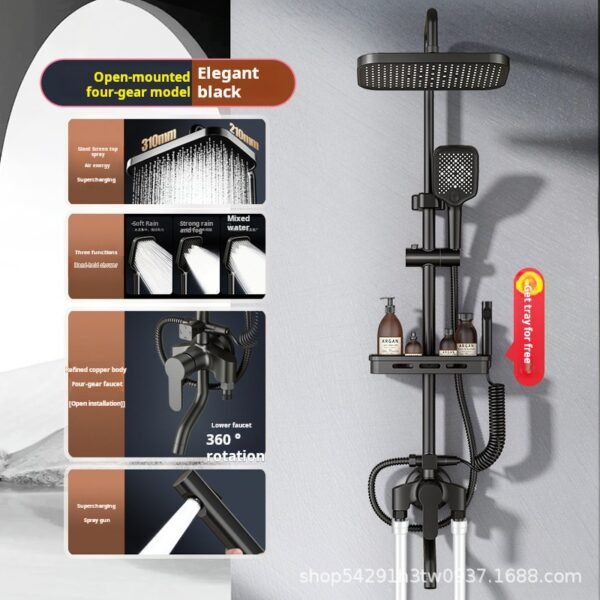 Open shower shower set bathing and pressurized full bath bath shower rain shower open pipe water mixing valve shower - Image 5