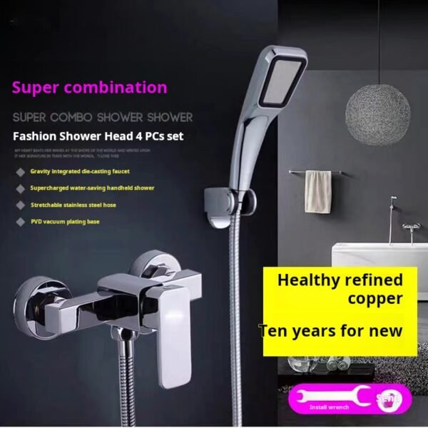 Brass shower faucet household hot and cold set - Image 4