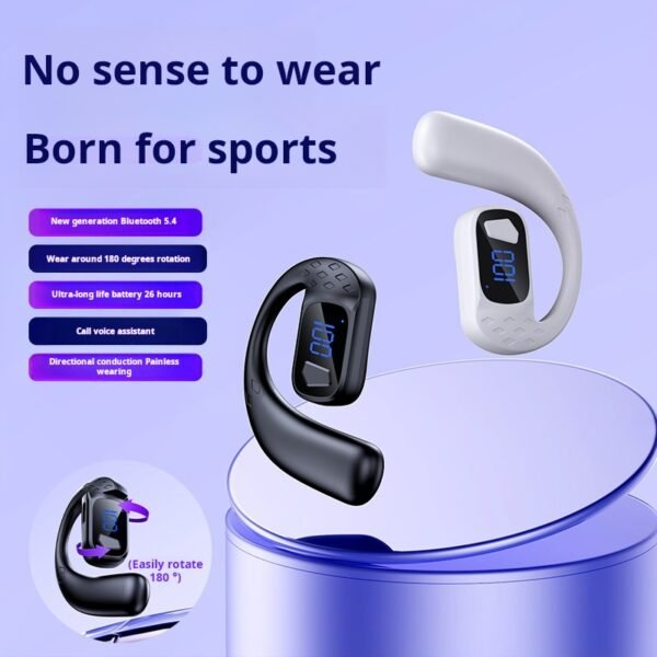 T30pro Bluetooth headphones are single-ear headphones with in-ear rotation adjustment, digital display, high battery life and no in-ear function - Image 3