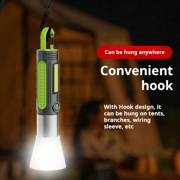 White laser high-intensity flashlight, multifunctional outdoor lighting, camping light, work light, tent light, focus-adjustable LED light. - Image 4