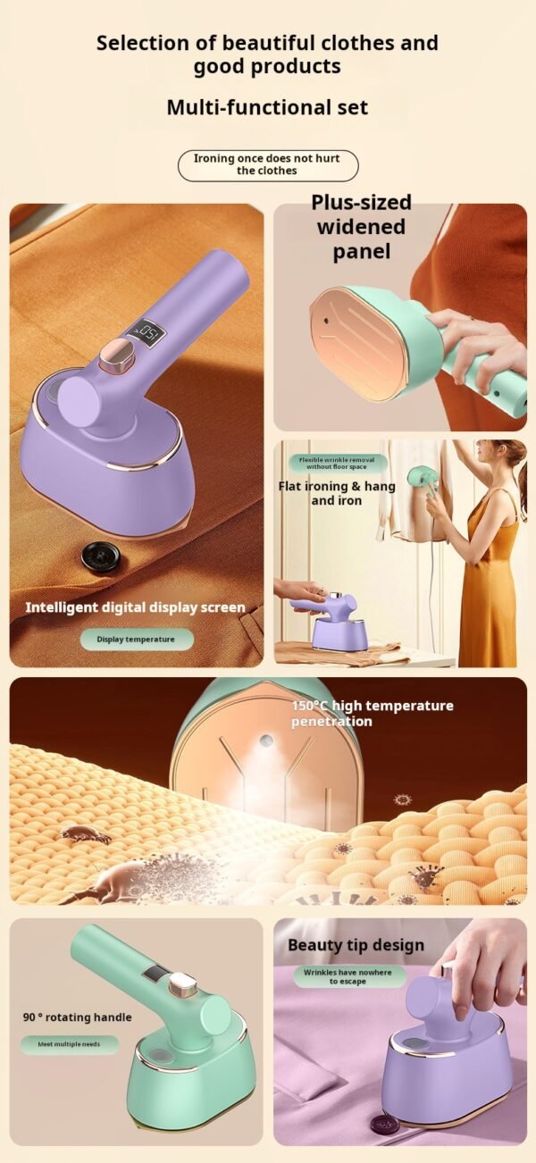 Handheld Garment Steamer Wrinkle Remover Electric Iron Portable Small Rotating Foldable Steam Iron - Image 7