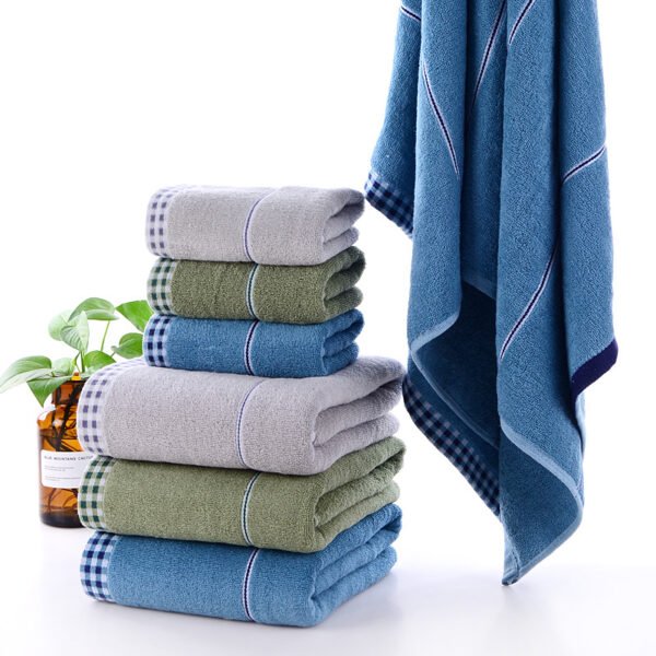Qianniao men's bath towel made of pure cotton, adult 32 strand thick shower towel, all cotton gift, embroidered logo - Image 4
