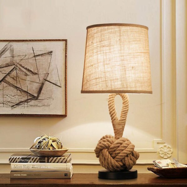 desk lamp, Italian desk lamp, bedroom bedside lamp, bar table lamp, American decorative desk lamp, hemp rope retro art desk lamp - Image 4