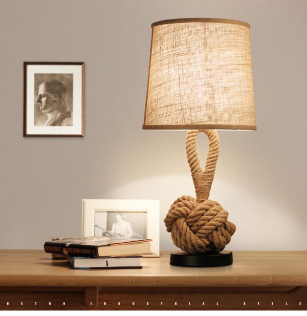 desk lamp, Italian desk lamp, bedroom bedside lamp, bar table lamp, American decorative desk lamp, hemp rope retro art desk lamp - Image 6