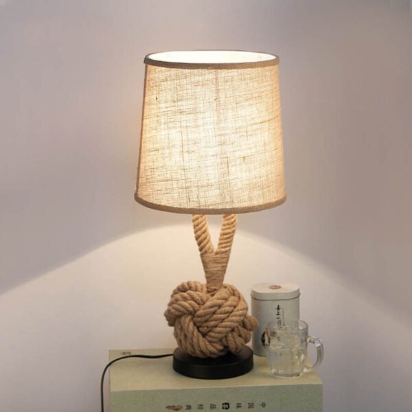 desk lamp, Italian desk lamp, bedroom bedside lamp, bar table lamp, American decorative desk lamp, hemp rope retro art desk lamp - Image 3
