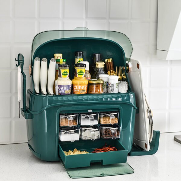 Household kitchen storage rack, seasoning knife holder, tableware set, seasoning box, countertop storage rack, kitchen supplies - Image 2
