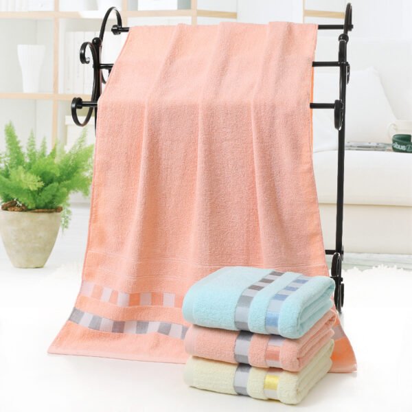 Cotton colored block bath towel gift, labor protection supermarket towel, home use ribbon grid large bath towel