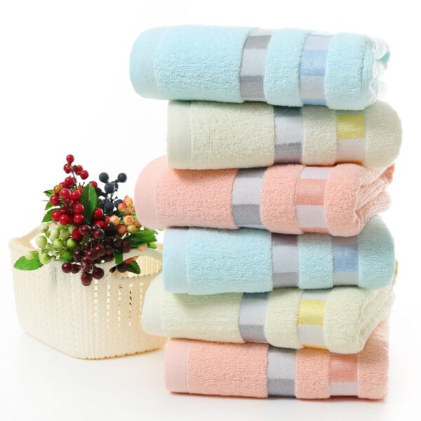 Cotton colored block bath towel gift, labor protection supermarket towel, home use ribbon grid large bath towel - Image 4