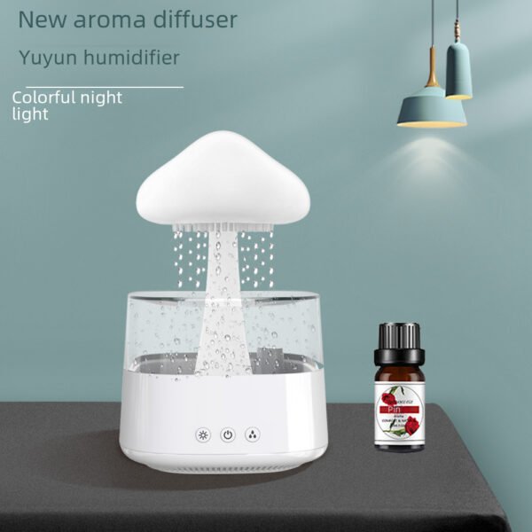 Mushroom Cloud Humidifier, Household Fog Capacity, Household Bedroom Lamp, Rain Drop, Cross border Wood Grain Essential Oil Aromatherapy Machine - Image 2