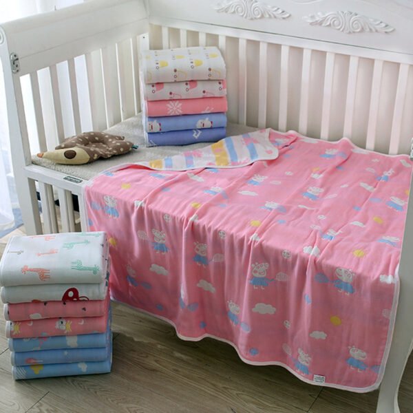 Cotton gauze bath towel, pure cotton baby bath towel, children's baby towel covered with six layers of blankets - Image 2