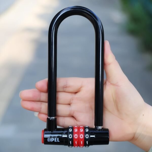 Metal Outdoor Bold U-shaped Password Lock, Padlock Four digit Password Traffic Lock, Bicycle Lock Waterproof Rain Anti theft - Image 2
