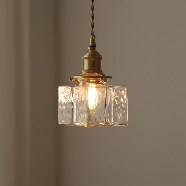 glass pendant light, Nordic minimalist homestay bed head, light luxury creative restaurant balcony foyer brass light