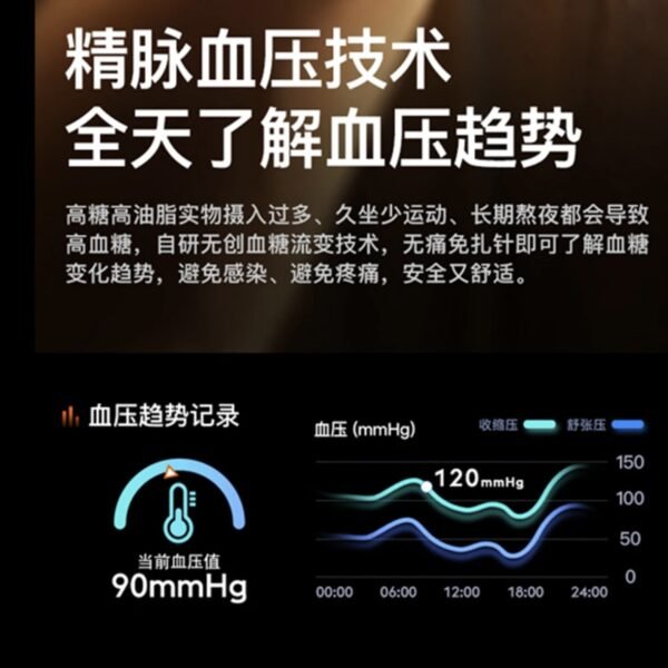 Non-invasive blood sugar measurement watch Uric acid blood pressure heart rate NFC offline payment intelligent monitoring watch