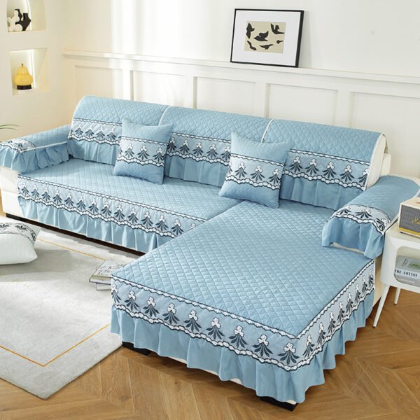 Sofa non slip cushion, all season universal sofa cushion, fully wrapped sofa towel cover, three seats, one queen fabric - Image 4