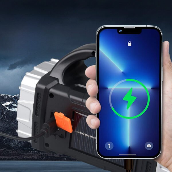 New multi-functional portable light, powerful flashlight, outdoor solar rechargeable LED lighting lamp, portable searchlight - Image 2