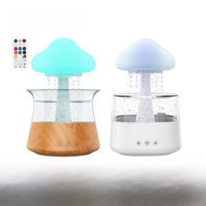 Mushroom Cloud Humidifier, Household Fog Capacity, Household Bedroom Lamp, Rain Drop, Cross border Wood Grain Essential Oil Aromatherapy Machine