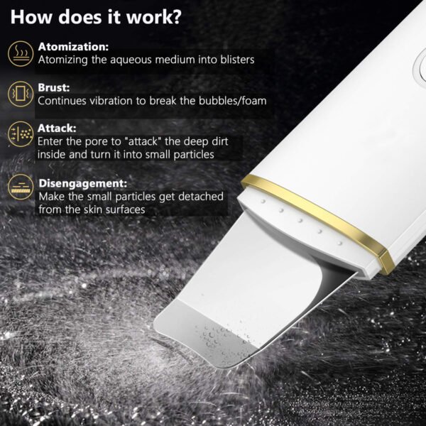 Ultrasonic skin scraper, beauty introduction device, pore cleaner, facial cleanser, blackhead remover, skin scraper