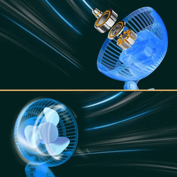 Clip Charging Fan, USB Mini Home Strong Wind Office Dormitory Baby Lathe Car Fan - Image 3