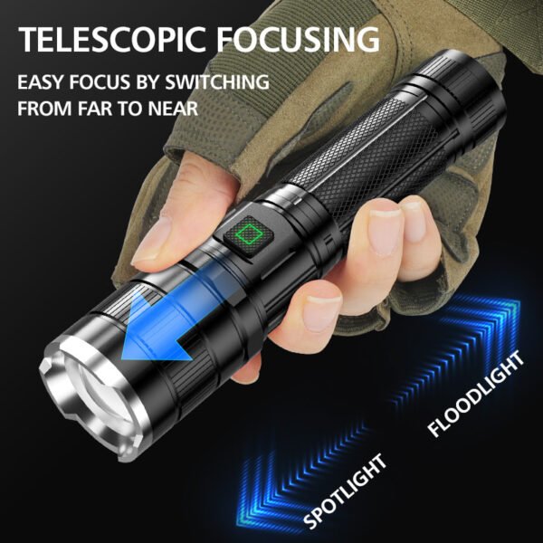 Outdoor lighting waterproof strong light portable long-range emergency multi-functional LED camping rechargeable flashlight - Image 3