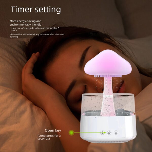 Mushroom Cloud Humidifier, Household Fog Capacity, Household Bedroom Lamp, Rain Drop, Cross border Wood Grain Essential Oil Aromatherapy Machine - Image 5