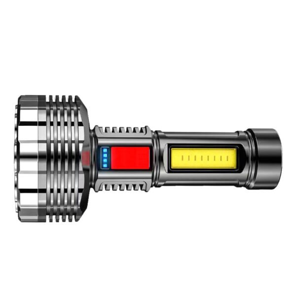 Strong outdoor flashlight with 100,000 lumens, 10 nuclear explosion capacity, USB rechargeable led portable light, multi-functional lighting lamp - Image 3