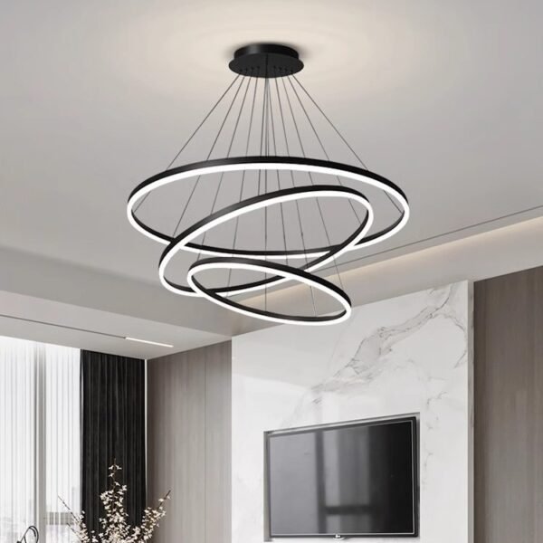 Nordic living room pendant light, high-end and minimalist circular dining room pendant light, hall main light, whole house package, Zhongshan lighting fixtures - Image 2