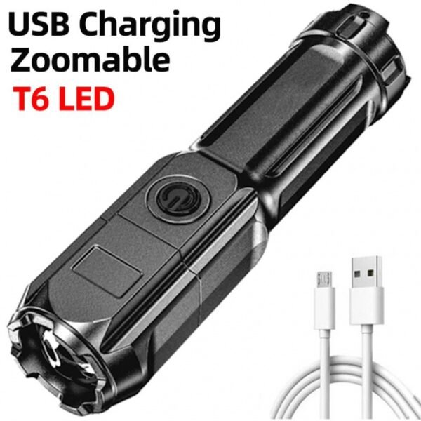 ABS high-intensity zoom flashlight, outdoor, home, multi-functional, portable and small household lighting flashlight