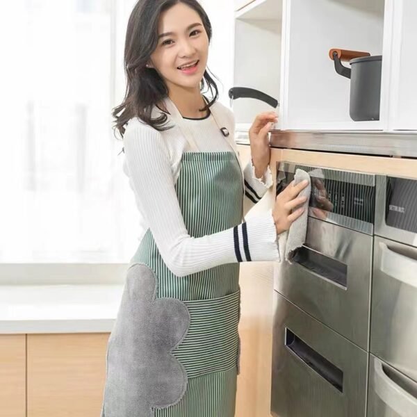 Apron for Women, Waterproof and Oil-Proof Kitchen Apron, Adult Work Clothes, Men's Cooking Apron with Waistband and Hand Towel - Image 4