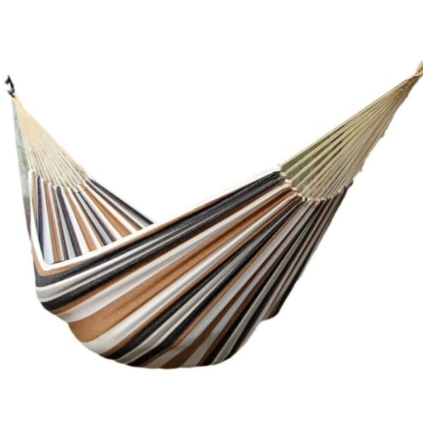 Canvas single hammock, outdoor camping, indoor children's swing, thickened striped hammock - Image 5