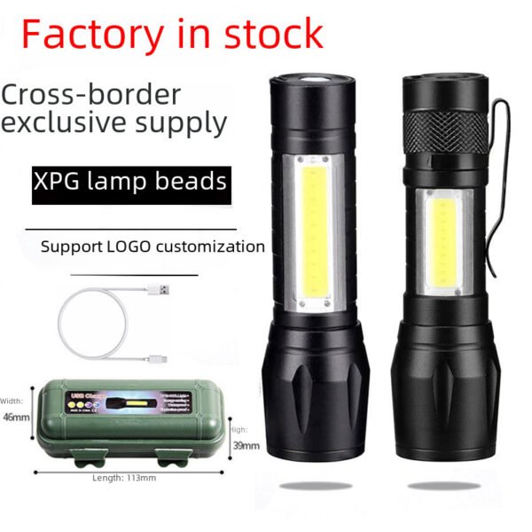 Strong flashlight, outdoor long-range, ultra-bright led lighting, flashlight charging, light and portable, long battery life, zoom and dimming